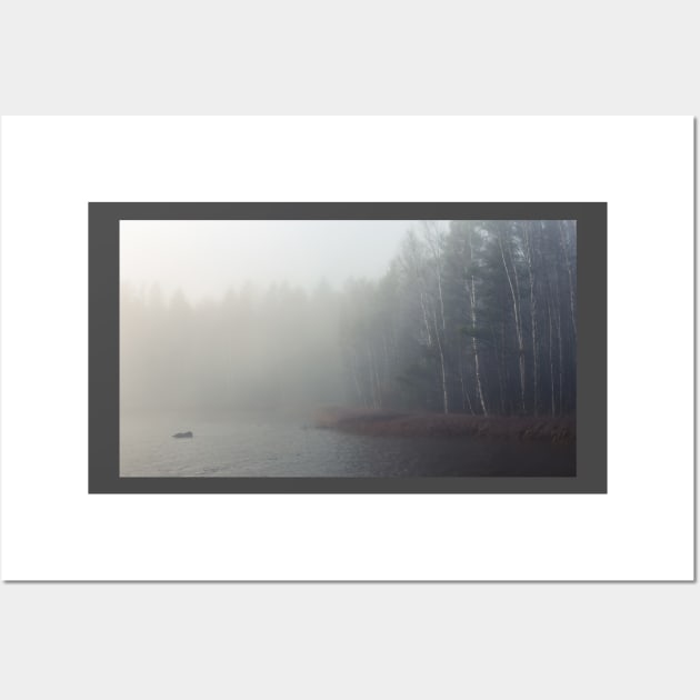 Foggy lake and forest Wall Art by Juhku